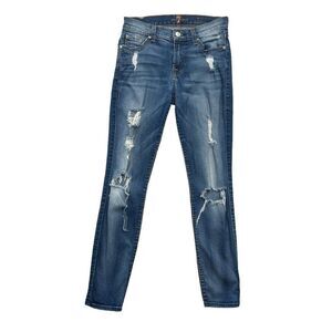 7 For‎ All Mankind Women's Distressed The Ankle Skinny Jeans